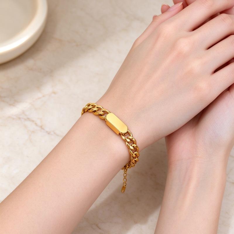 Classic Exquisite Chain Bracelet for Women Trendy Stainless Steel Non-fading Bangle for Daily Wear Party Gift