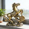 Мини Латунная Статуэтка Счастливой Лошади с Монетой Китайский Новый Год Фэн-шуй Талисман Лошади Винтажная Медная Скульптура Зодиакального Животного для Богатства Удачи