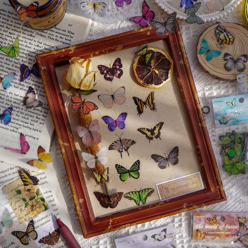 40 шт./упак. Арт-коллаж Junk DIY Скрапбукинг Серия «Бабочки» Наклейки Домашние Животные Водонепроницаемые Декоративные Наклейки для рукоделия Эстетика