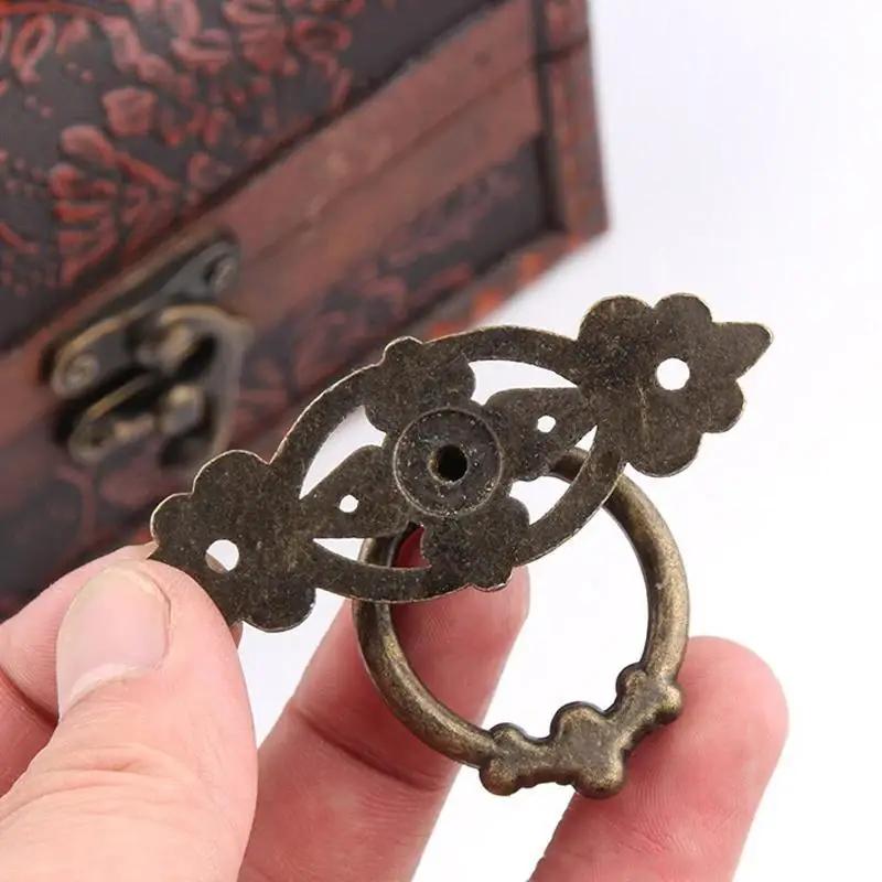 Ручка для шкафа в стиле ретро, ручка для двери из антикварного сплава, кольцо для выдвижного ящика, ручка для деревянного корпуса, подвесное кольцо для домашней мебели, украшение своими руками