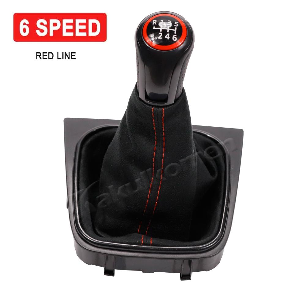 For Volkswagen VW Golf 5 Golf 6 MK5 MK6 R32 GTI 2004-2009 Car Manual 5 6 Speed Gear Shift Knob Suede Leather With Gaiter Boot