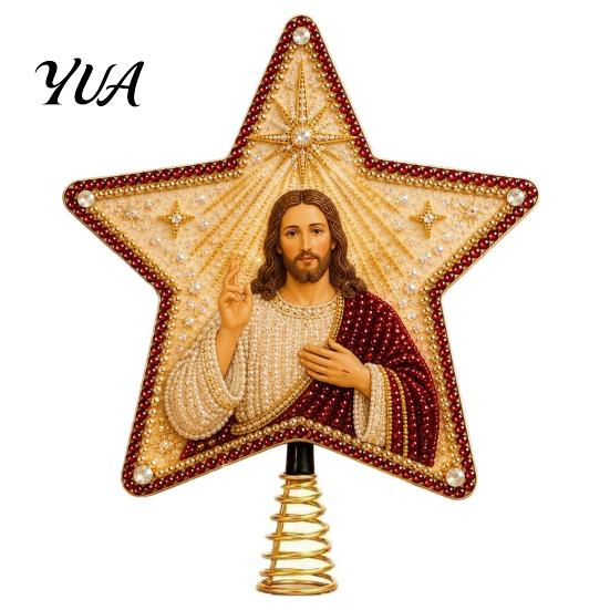 Handcrafted Holiday Ornament Christian Faux Pearl Art Christmas Tree Topper Kit, DIY Faith Nativity Craft Projects for Adults Decoration, Handmade