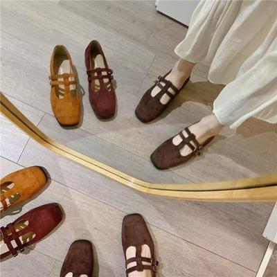 Модные туфли-балетки Мэри Джейн 2025 Весна и Осень Новые Ретро Женские Туфли Туфли Джейн Нежный Леопардовый Принт Мелкий Вырез