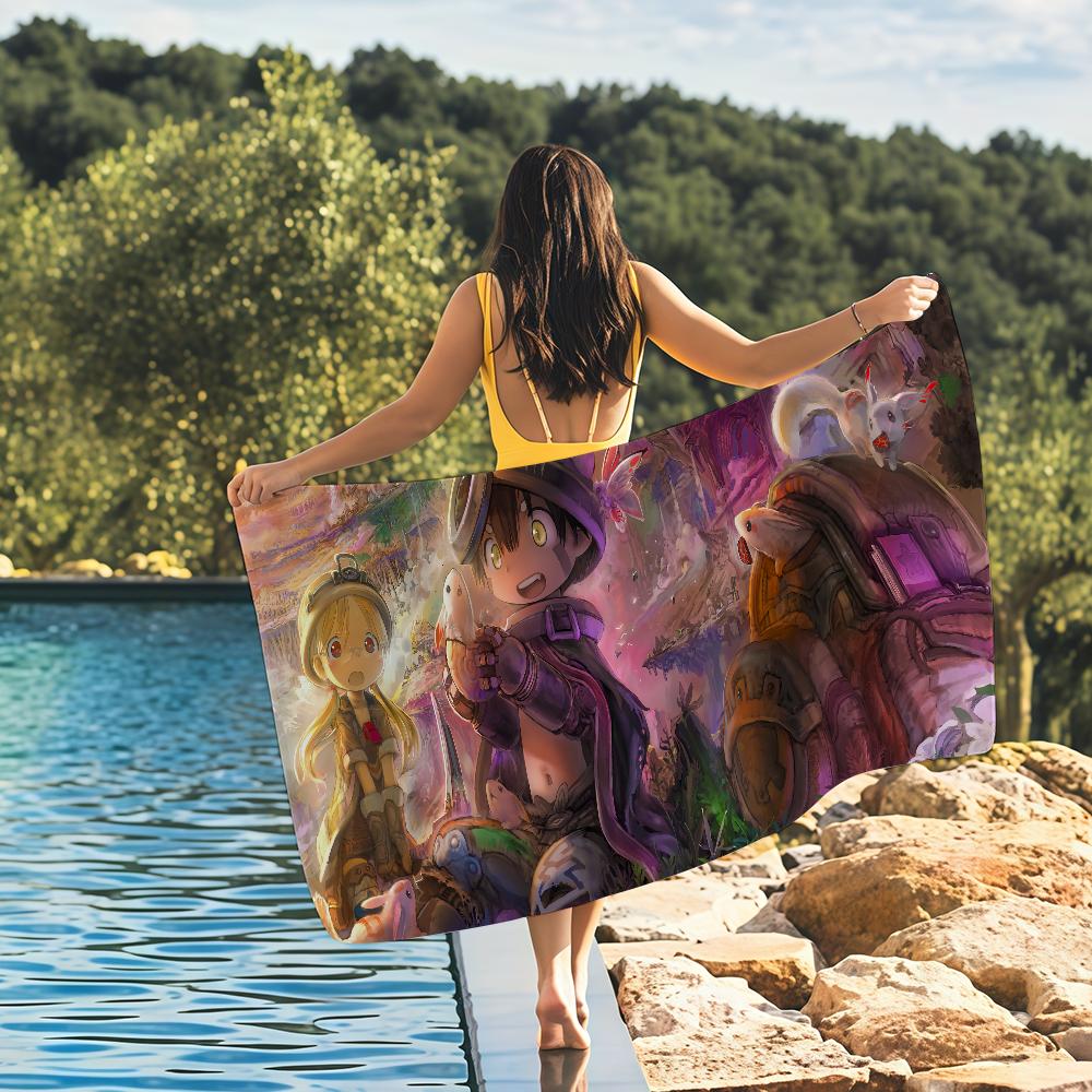 Comics Made in Abyss Towel Quick Dry Absorbent Beach Towel for Sports, Fitness, Swimming and Outdoor Activities
