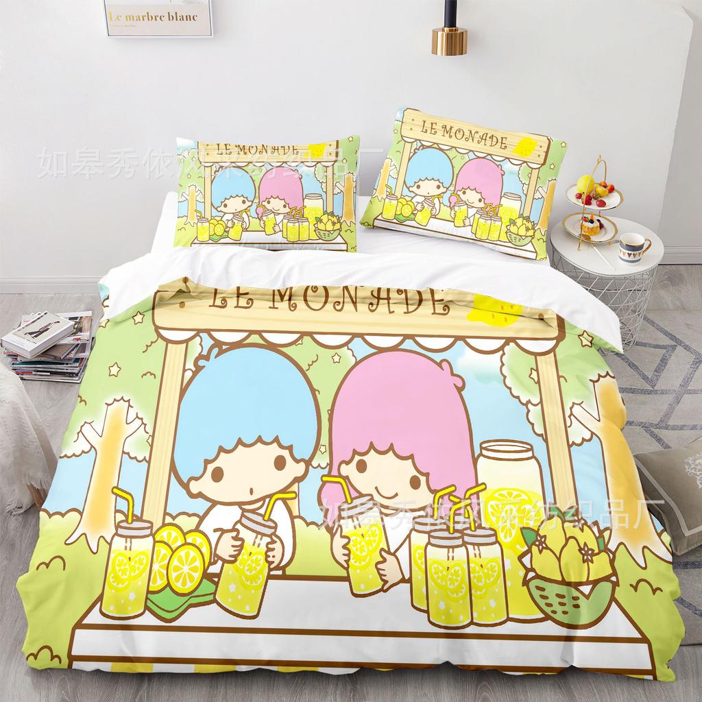 Комплект постельного белья Sanrio Little Twin Stars: одеяло, пододеяльник, наволочка, 2-3 предмета, детский и взрослый размер.