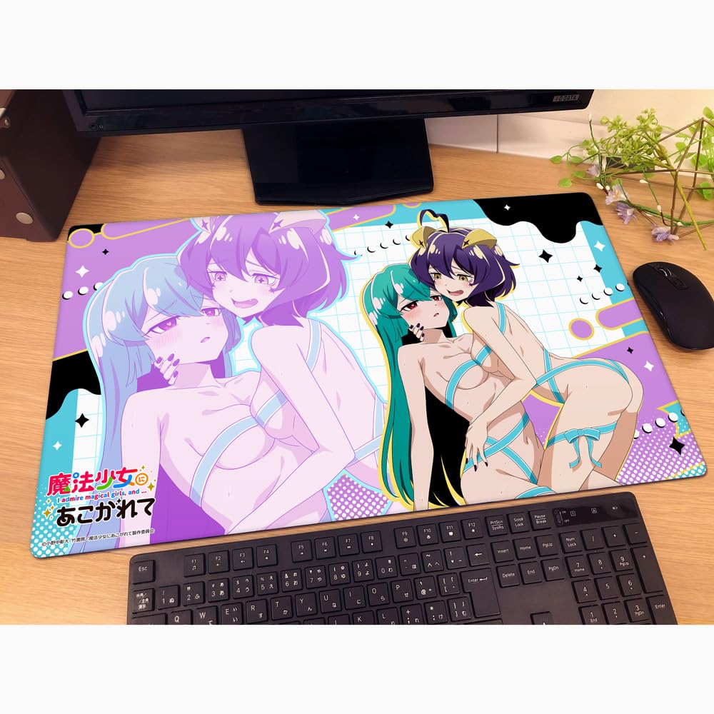 Longing for Magical Girls Rubber Mat Base Magia Ribbon 60cm wide x 35cm long x 2mm thick Polyester Key-th (Magia & Azul/Longing Coordinate) Approx.
