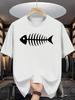 Minimalist Fishbone Graphic T Shirt Unisex Unisex Simple Skeleton Fish Outline Print Short Sleeve Soft Cotton Daily Casual Tops