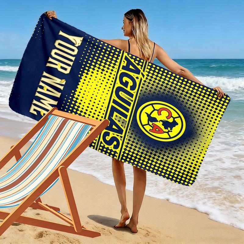 Name Custom Fc Club America Print Beach Towel, Large Soft Quick Dry Towel for Beach Camping Swimming
