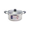HB-6515 22cm Deep Stainless Steel Pot with Glass Lid, Induction Compatible
