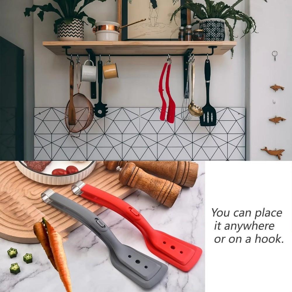 Multipurpose 2 in 1 Spatula Tongs Silicone Fried Steak Clamp Spatulas Bread Clip Fish Flipping