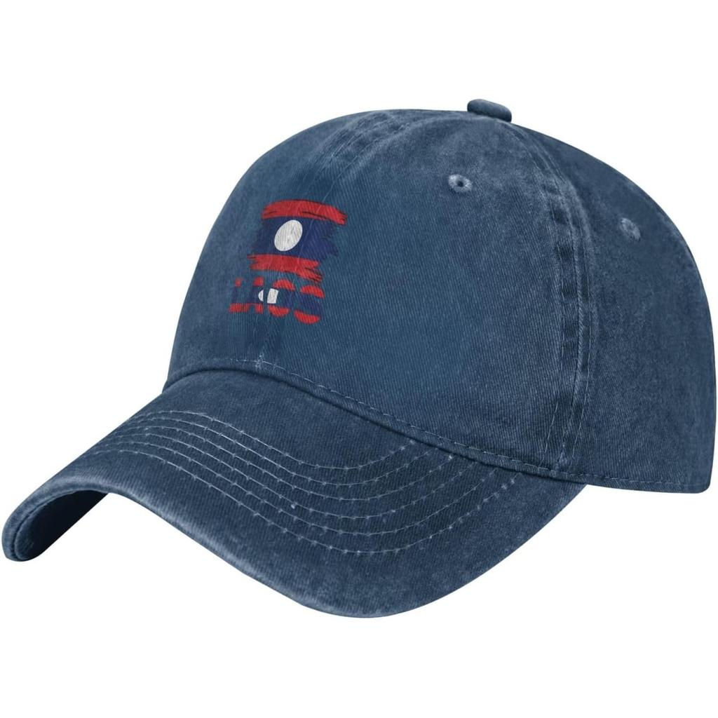 Laos Flag Washed Baseball Cap Distressed Cotton Dad Hat Adjustable Sports Travel Cap