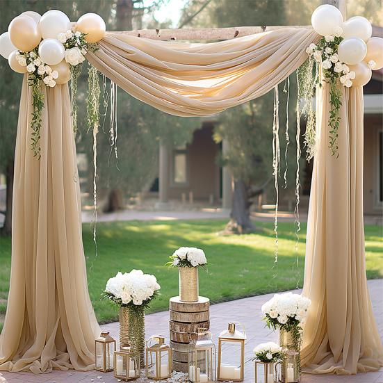 Wedding Arch Drape Chiffon Curtain Drapery Solid Color Tulle Drapery Draping Decoration for Weddings Ceremony Reception Banquets