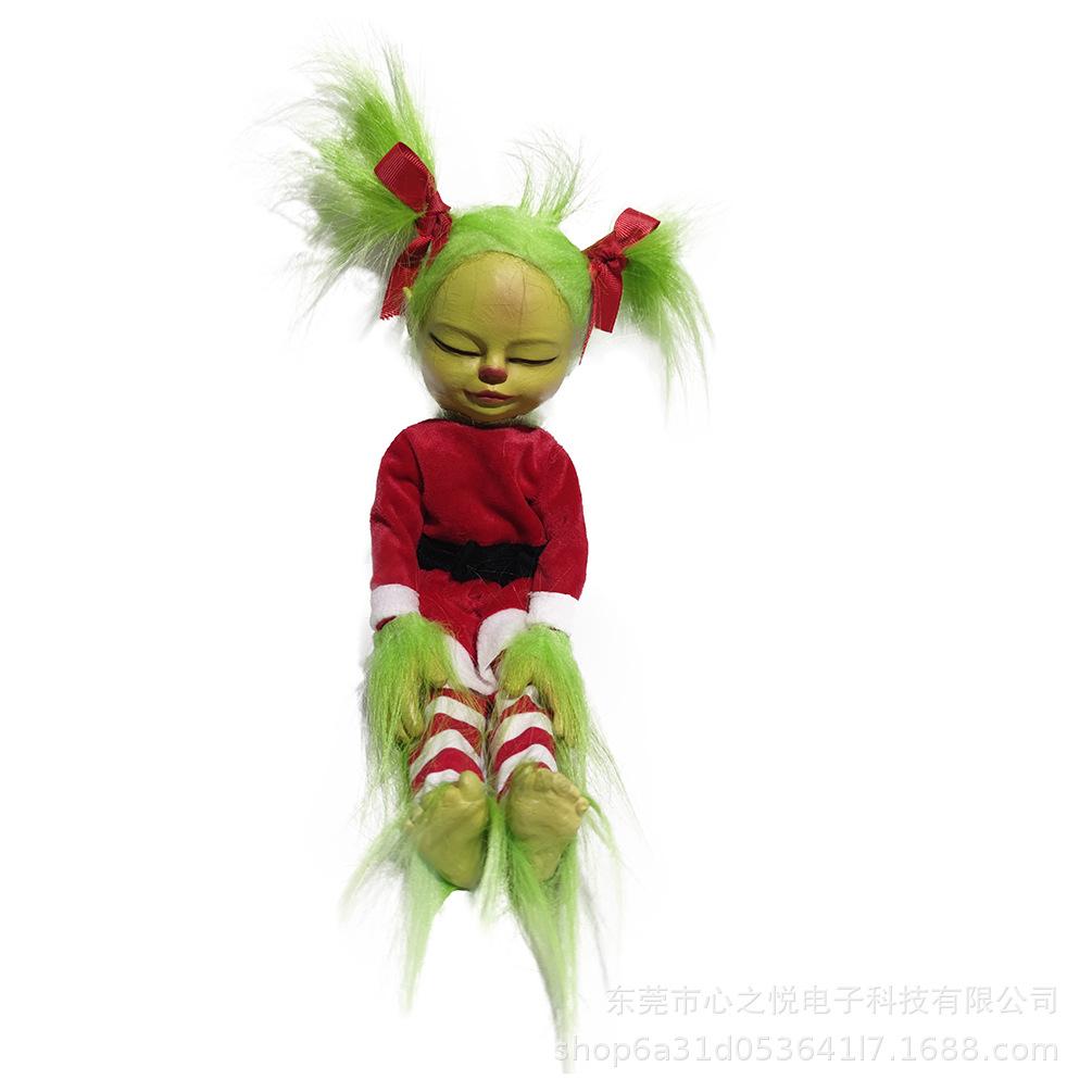 Grinch Green Monster Doll Ornament Plush doll, Halloween, Christmas, costume party, creative ideas