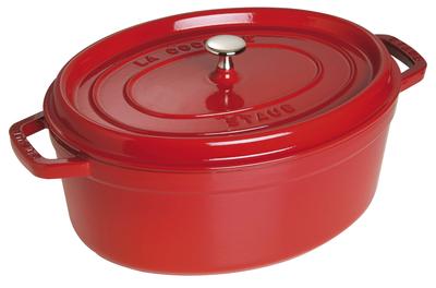 Staub Cocotte Oval Cherry большой эмалированный горшок ручной работы, совместимый с IH, японский La Cocotte Oval "Pico 37 см" [Авторизованный продукт] 40509-876