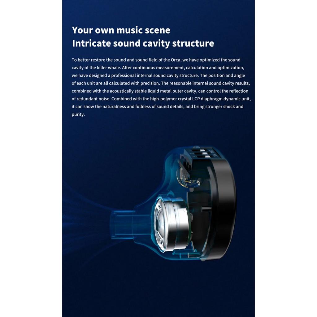 TRN ORCA Dynamic In Ear Earphones High Performance Dynamic Driver IEMs Earbuds with  Detachable Cable Tuning Switch  Headset