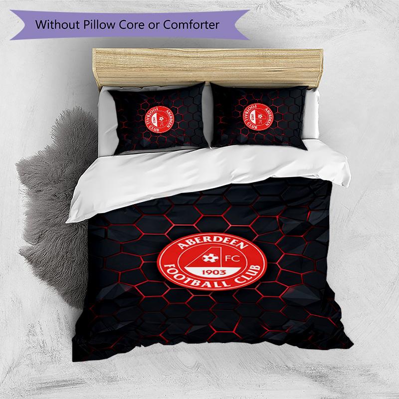 Aberdeen FC Printed 3PCS Bedding Set Breathable Duvet Cover with Pillowcases Decorative Bed Linen for Bedroom Home