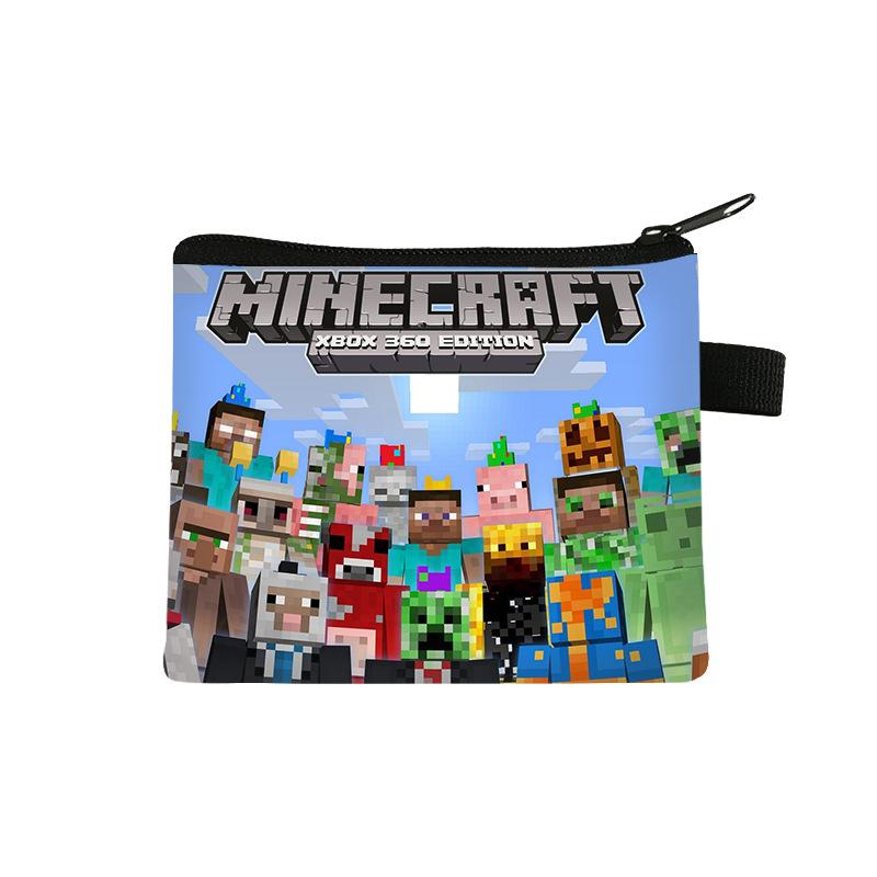 Minecraft zipper coin purse polyester printed children's small purse student portable storage bag