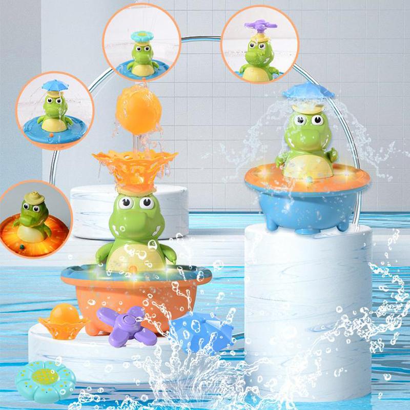 Bath Toys For Toddlers - Light Up Crocodile Fountain With 4 Spray Modes, For Bathroom & Swimming Pool ABS Plastic Bath Toy