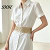 Stretchy Abdomen Shaper Sequined Waist Belt, Women Sparkly Wide Retro Dress Elastic Belt for Snap Buttons, Glittery Band Shirts Dresses