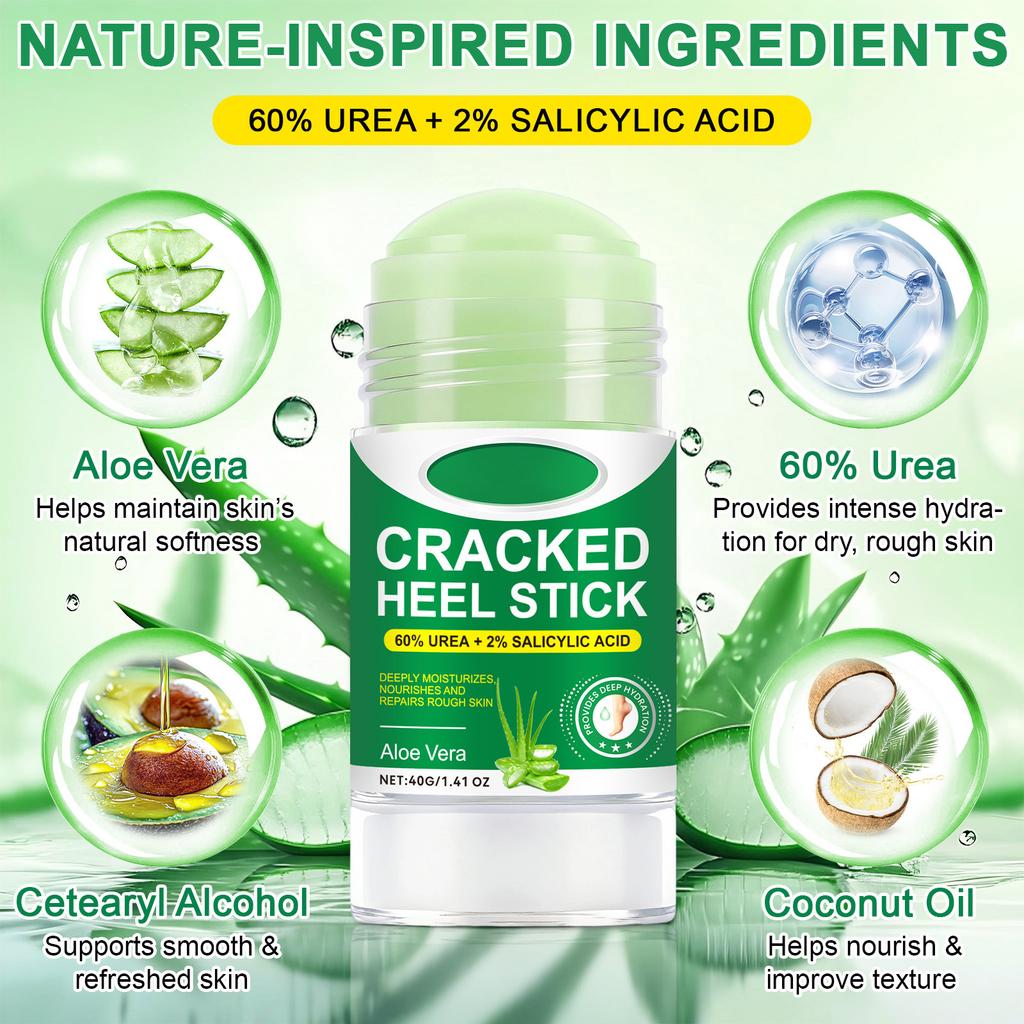 Стик для ухода за ногами с алоэ 40 г, Смягчающий Отшелушивающий Увлажняющий Крем-стик для ухода 40 г