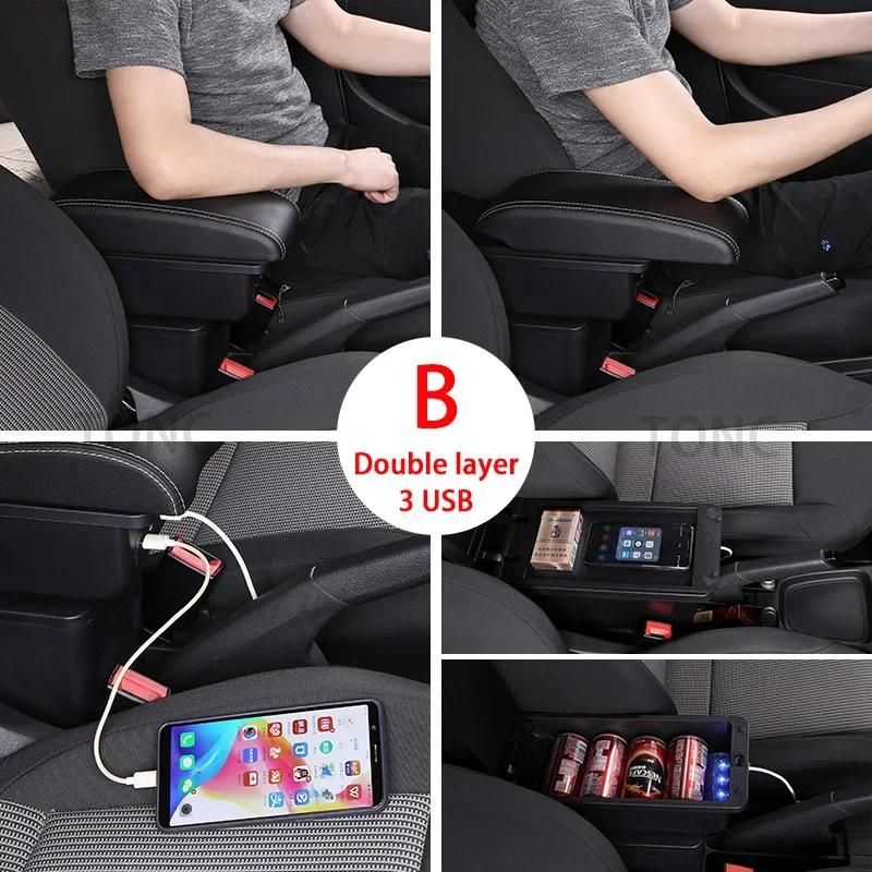 For Opel Corsa E Armrest Box For Corsa E Interior Storage Box Pu Leather Armrest with USB Car Accessories 2014 2015 2016-2019