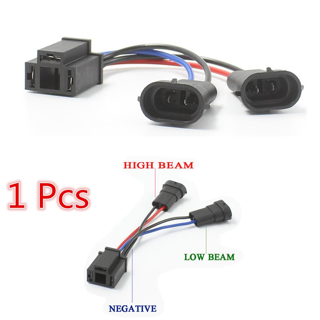 2Pcs H9/H11 To H4  Hi/Lo  Beam Headlight Splitter Harness Adapter H4 Wiring Harness Dual Beam Headlights