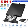 5-в-1 Портативный CD DVD ROM с портами USB/Type-C + Картридер/Перезаписывающее устройство SD/TF для ноутбука Mac/Linux Windows XP/10/8/7