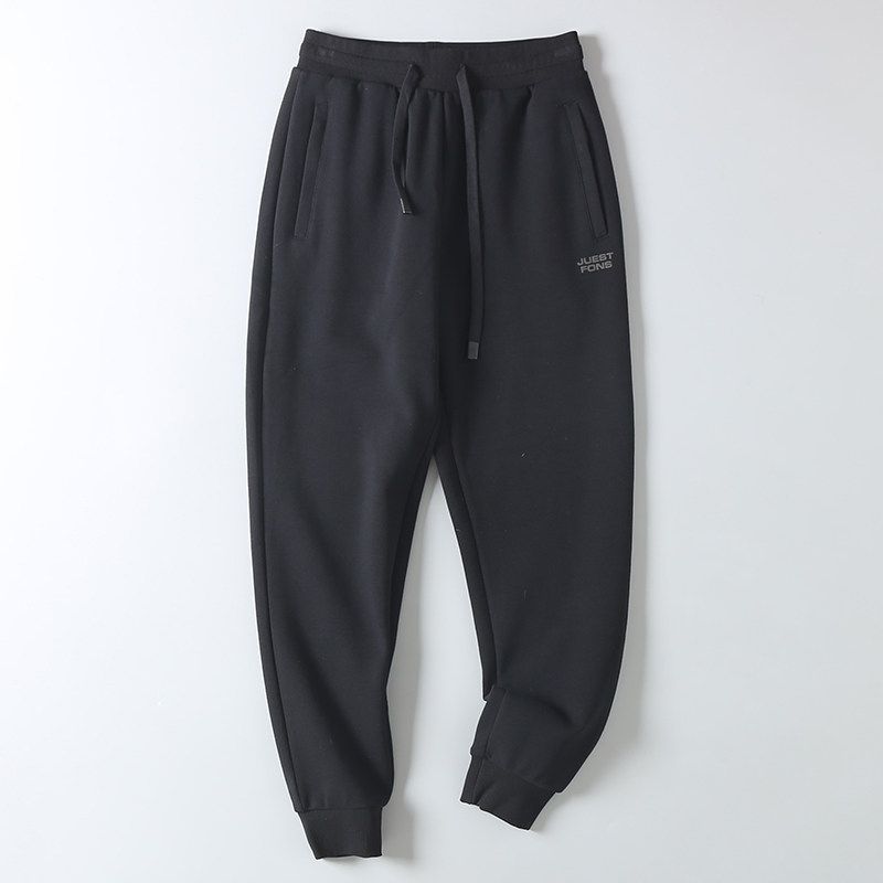 Men's Trendy Spring and Autumn Pique Cotton Solid Color Heavy-Duty Washed Sports Casual Elastic Waist Jogger Sweatpants