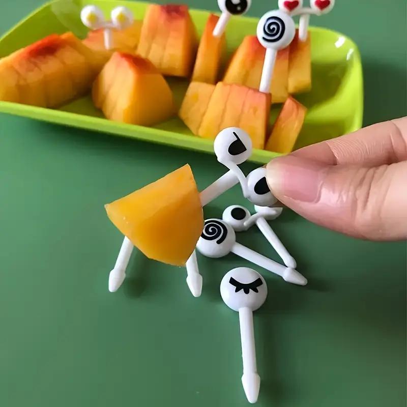10 шт./набор, мультяшная милая детская фруктовая вилка из нержавеющей стали с маленькой керамической банкой, бытовые креативные безопасные детские фруктовые вилки