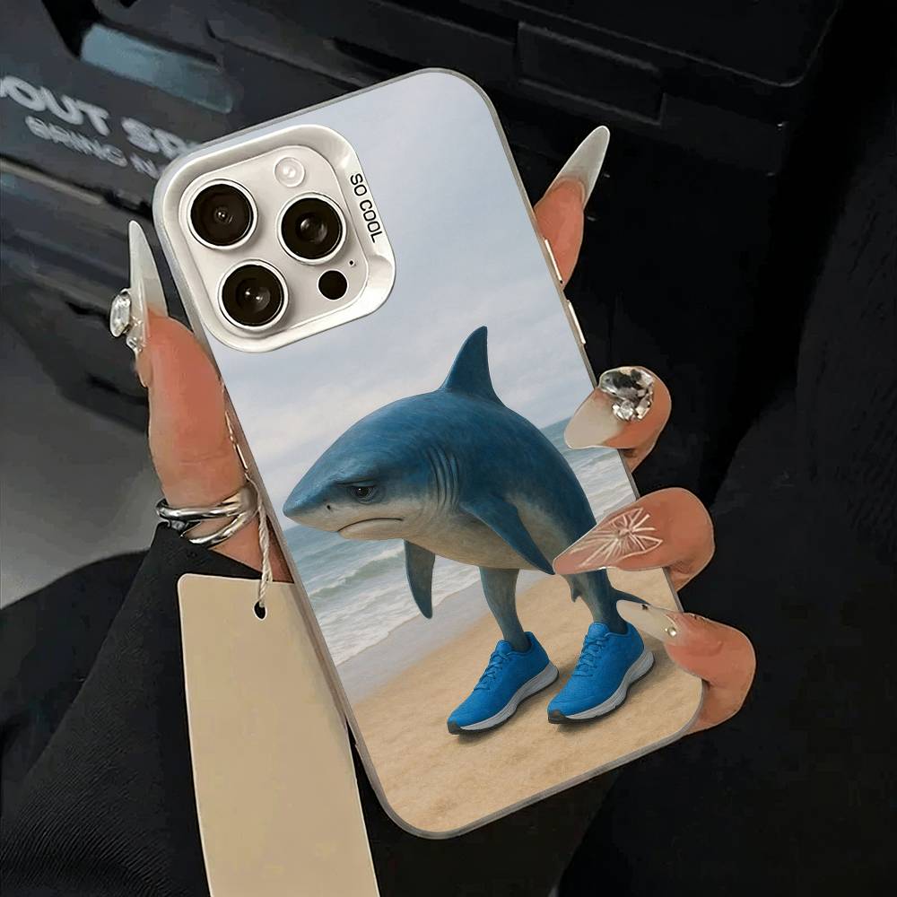 Чехол для телефона Brainrot Tralalero для iPhone 11 12 13 14 15 16 Pro Max Plus белый Серебристый Чехол для телефона