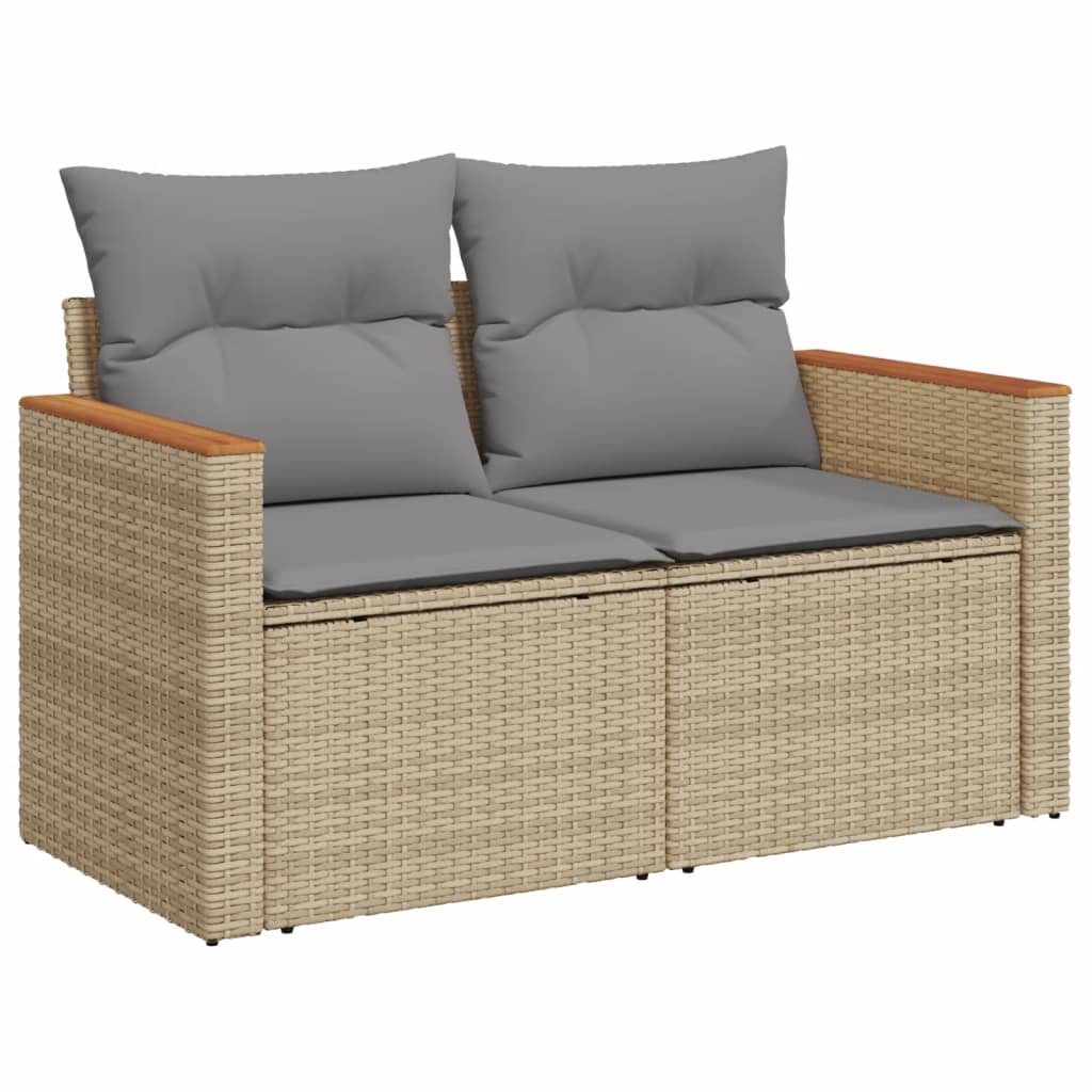 4 Piece Garden Sofa Set with Cushions Beige Mix Poly Rattan