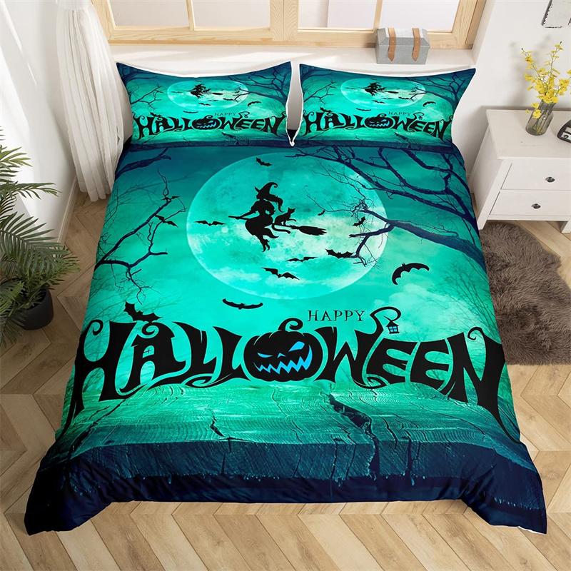 Пододеяльник с тыквенным деревом Happy Halloween Комплект постельного белья из микрофибры с рисунком ужасов Покрывало для детской комнаты для мальчиков и девочек-подростков