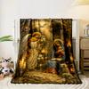 Angel and Virgin with Candlelit AmbianceFlannel blanket for bedroom, living room, sofa, and nap