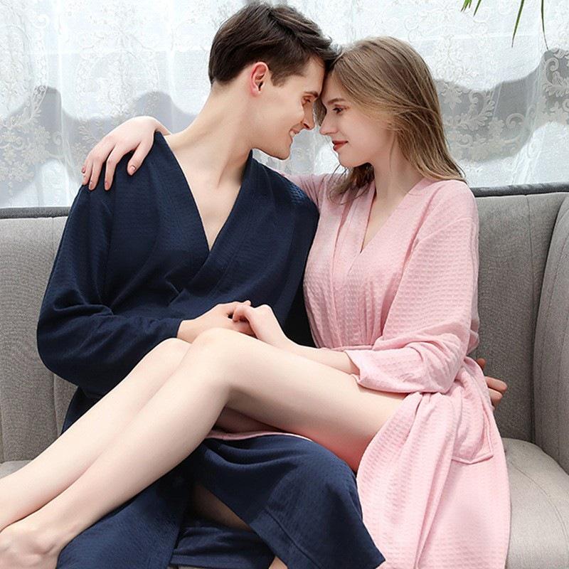 Spring & Summer Waffle Bathrobe: Lightweight, Quick-Dry Sauna Suit & Nightgown for Men & Women