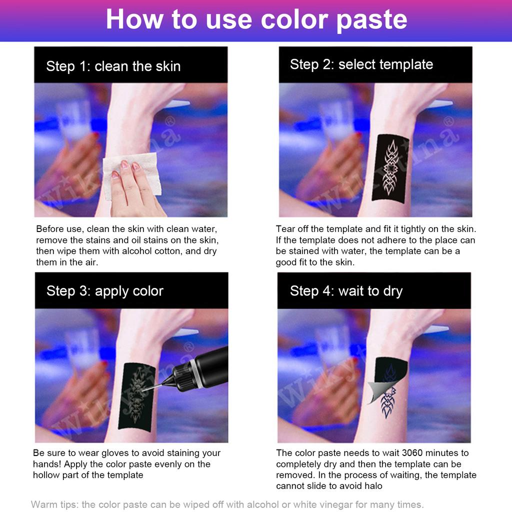 10 мл временные чернила для татуировки, натуральные ингредиенты, тату-паста, водонепроницаемый крем для татуировки для тела