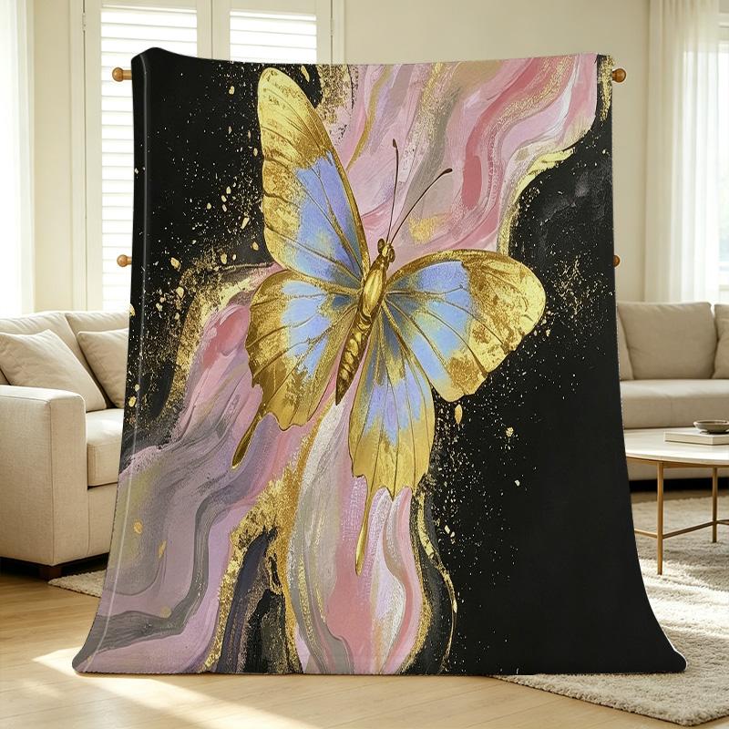 Soft Anti-Pilling Fleece Blanket, Butterfly Design Cozy Warm Throw for Home, Sofa & All Season Festive Gift for Halloween, Christmas
