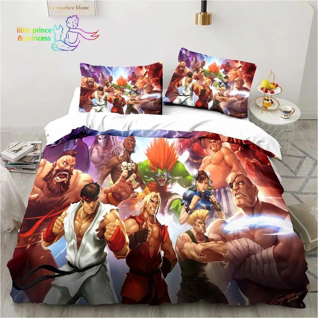 Street Fighter Printed 3D Bedding Set Duvet Cover Pillowcases Single Twin Full Queen King Size Home Decor Pillowcase Boys Gift