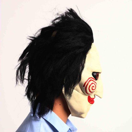 Versatile Scary Headband for Theme Parties Halloween Horror Latex Mask, Clown Face Headpiece with Black Hair Detailed Character Mask Masquerade