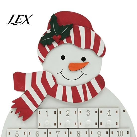 Decorative Advent Calendar Wooden Santa Snowman Calendar, 24-Day Countdown Box with Christmas Gift for Kids Numbered Drawers, Tabletop Decor,