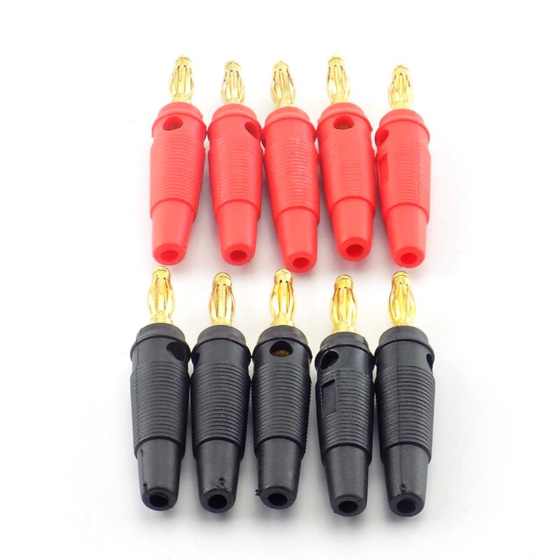 10 шт. 4 мм штекер банана аудио динамик винт золото посеребренные пластины штекеры беспаечный разъем 5 шт. красный 5 шт. черный