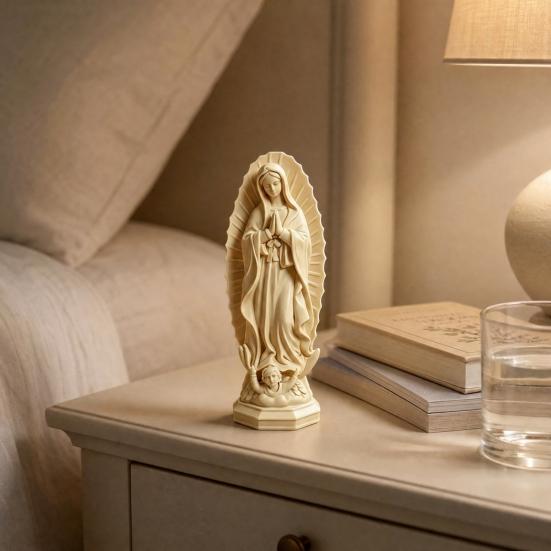 Virgin Mary Statue, Religious Resin Sculpture, Blessed Holy Mother Figurine for Catholic Home Desk Decor