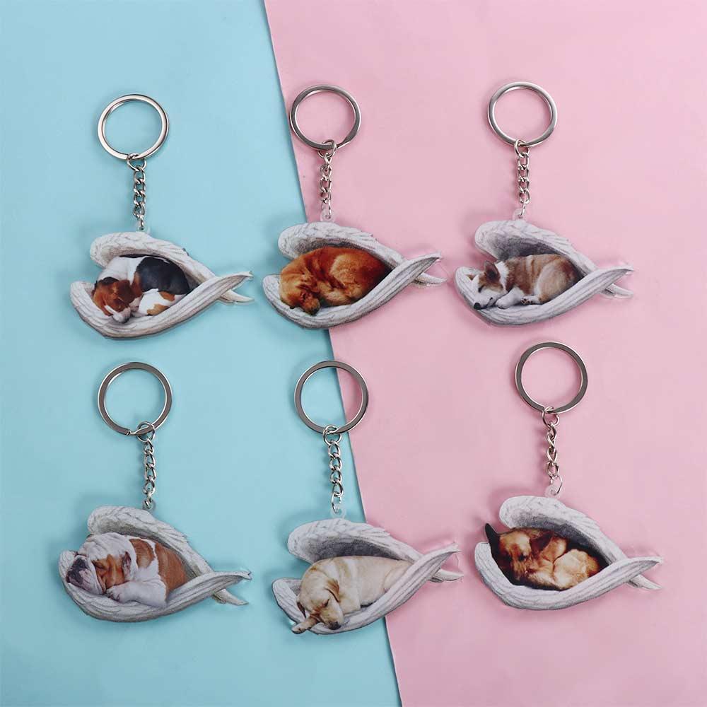 Gift Sleeping Angel Keyring For Women Animal Keychain Dog Key Chains Dog Pendant Car Keyring