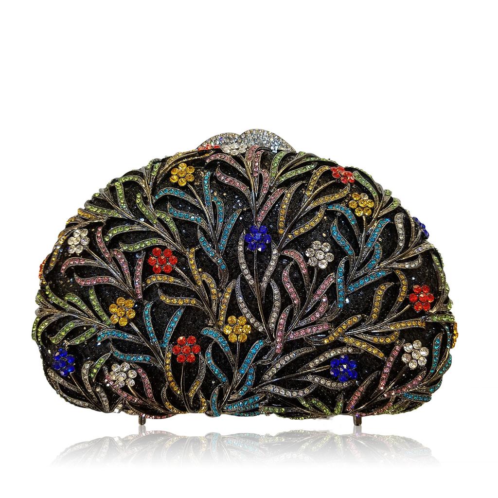 Sea Grass Evening Bag Crystal Clutches Blue Rhinestone Diamond Wedding Purses WHTUOHENG Party Cocktail Purses For Gala Gold Bag