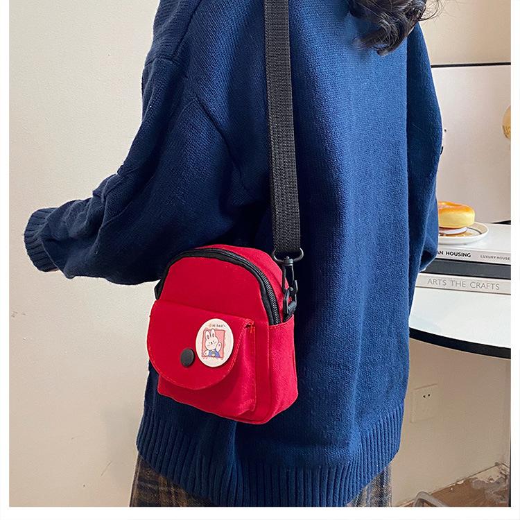 Модная и универсальная холщовая сумка через плечо для женщин, симпатичный кошелек, маленькая квадратная сумка, корейская повседневная сумка через плечо, кошелек для монет, чехол для телефона