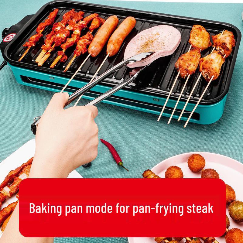 Multifunctional Electric Grill & Roaster with Non-stick Pan and Smokeless Griddle for Skewers and Sausages