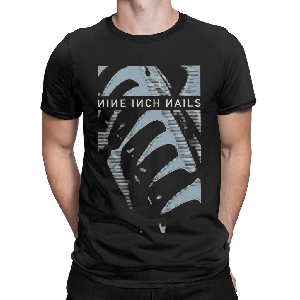 Men's T-Shirt Pretty Hate Machine NIN Nine Inch Nails Blue Cotton Tee Shirt Short Sleeve T Shirts Round Collar Clothes Unique