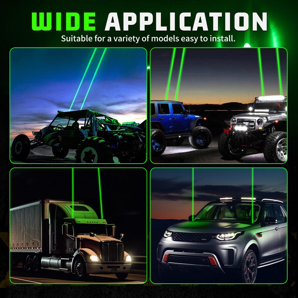 2x Лазерный Зеленый Светодиодный Плетеный Флаг-Антенна с Пультом для Квадроцикла UTV Can Am Polaris