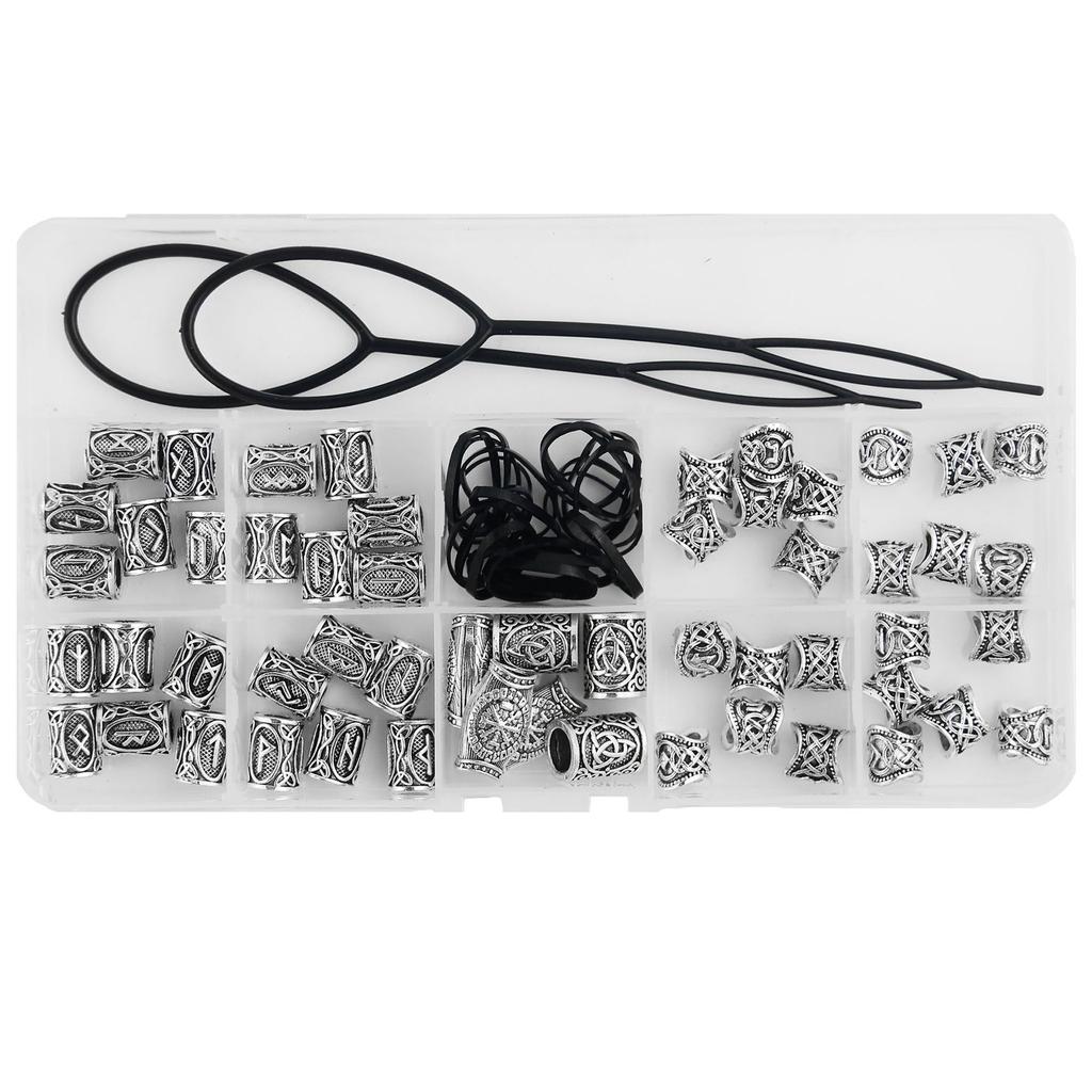 66Pcs Viking Jewelry Set With Rune Costume Adornments Alloy Accessories Necklace Bracelet Earrings for Men and Women