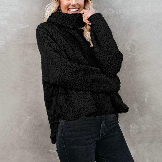 Женский свитер с высоким воротником и длинными рукавами, однотонный свободный крой, мягкий теплый утолщенный осенне-зимний повседневный женский пуловер, плюшевый топ, толстовка