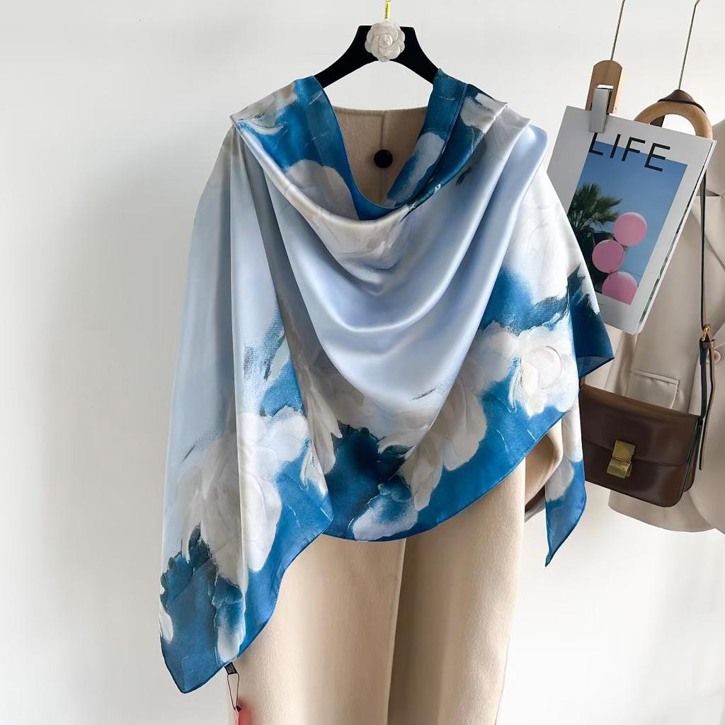 Hangzhou Silk Silk Scarf Autumn and Winter Shawl Two-purpose Thin Style Versatile Fashion New High-end High-end Exterior Matching